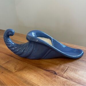 Vintage Haeger Pottery Ceramic Cornucopia Planter Blue Vase Succulents Large 16”